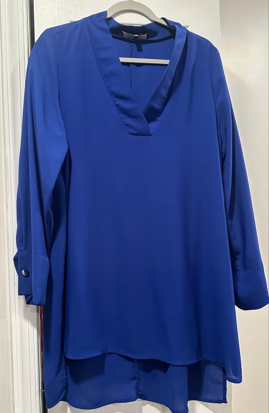ELOQUII Women’s Size 14 Cobalt Blue High-Low Tunic Blouse